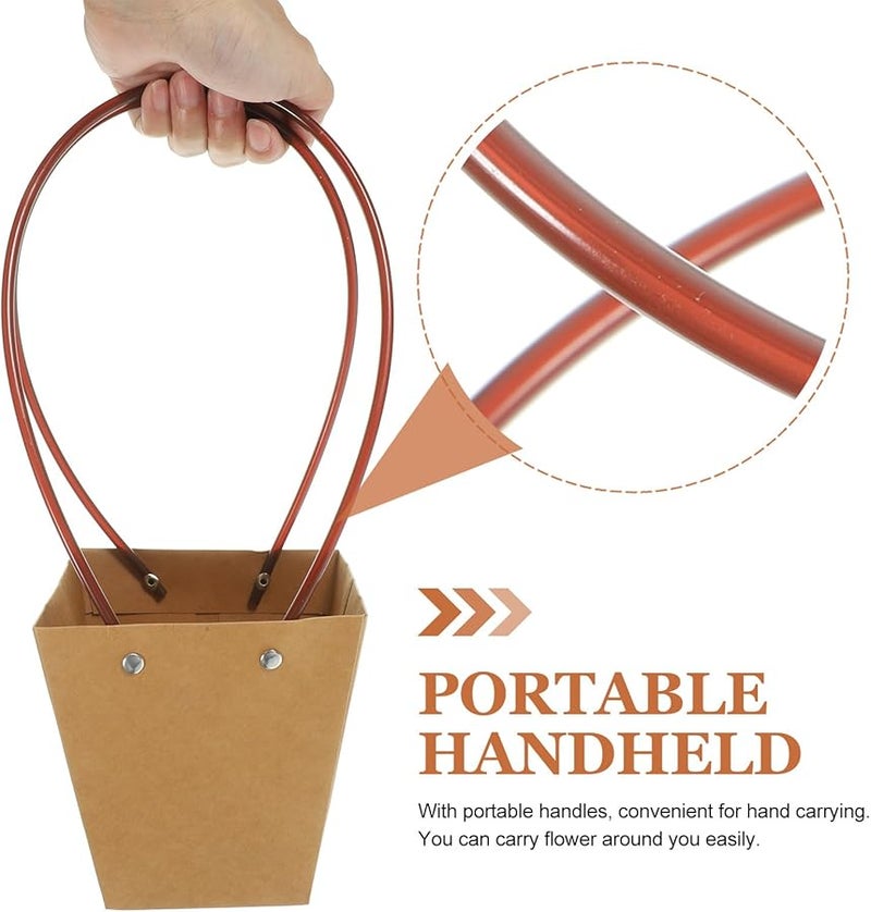 Kraft Paper Flower Bouquet Bags 6pcs Waterproof Floral Wrapping Pouches with Handles - Image 4